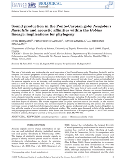 Sound Production in the Ponto&#X2010;Caspian Goby Neogobius Fluviatilis and Acoustic Affinities Within the Gobius Lineage: I