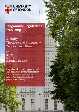 Programme Regulations 2018–2019