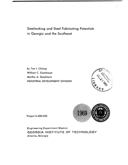 Steelmaking and Steel Fabricating Potentials in Georgia and the Southeast