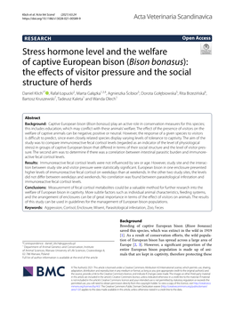 Stress Hormone Level and the Welfare of Captive European Bison (Bison Bonasus): the Effects of Visitor Pressure and the Social S