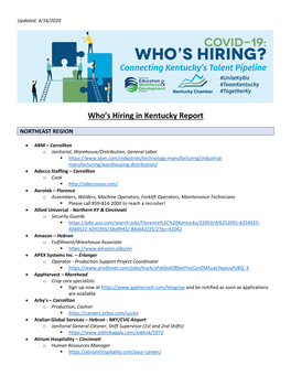 Who's Hiring in Kentucky Report