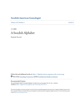 A Swedish Alphabet Elisabeth Thorsell