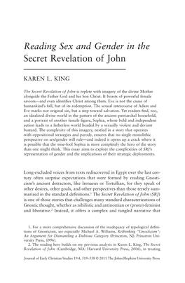 Reading Sex and Gender in the Secret Revelation of John