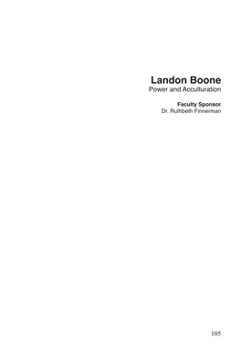 Landon Boone Power and Acculturation