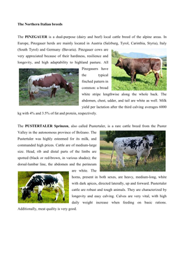 Dairy and Beef) Local Cattle Breed of the Alpine Areas
