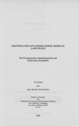 Identification of Eastern North American Land Snails