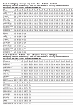Route 46 Hollingbury - Fiveways - City Centre - Hove - Portslade - Southwick Emergency Timetable from Monday 1 June and Every Monday to Saturday Until Further Notice