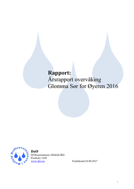 Rapport: Årsrapport Overvåking Glomma Sør for Øyeren 2016