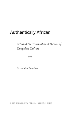 Authentically African: Arts and the Transnational Politics of Congolese