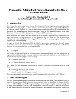 Proposal for Adding Font Feature Support to the Open Document Format