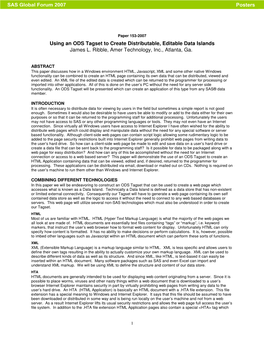 Using an ODS Tagset to Create Distributable, Editable Data Islands James L