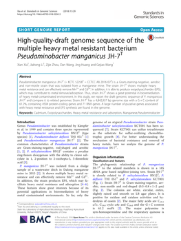 High-Quality-Draft Genome Sequence of the Multiple Heavy Metal Resistant
