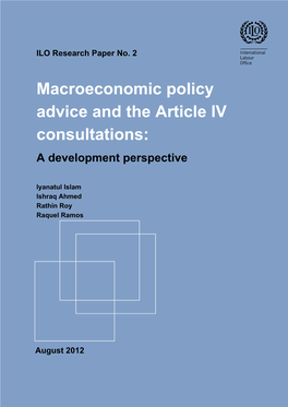 Macroeconomic Policy Advice and the Article IV Consultations: a Development Perspective