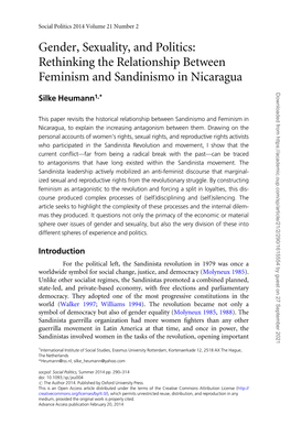 Rethinking the Relationship Between Feminism and Sandinismo In