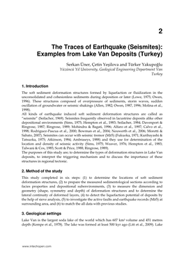 Seismites): Examples from Lake Van Deposits (Turkey)