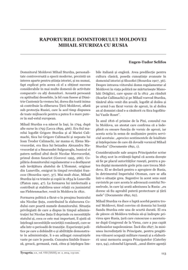 Raporturile Domnitorului Moldovei Mihail Sturdza Cu Rusia