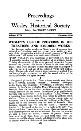 Proceedings Wesley Historical Society