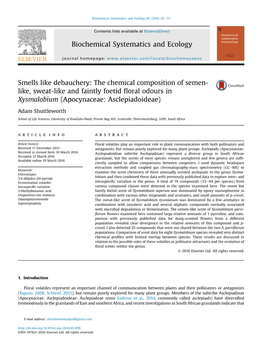 Smells Like Debauchery: the Chemical Composition of Semen-Like, Sweat