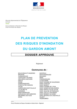 Plan De Prevention Des Risques D'inondation Du Gardon Amont