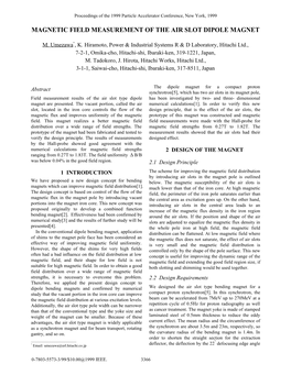 Magnetic Field Measurement of the Air Slot Dipole Magnet