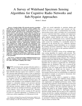 A Survey of Wideband Spectrum Sensing Algorithms for Cognitive Radio Networks and Sub-Nyquist Approaches Bashar I