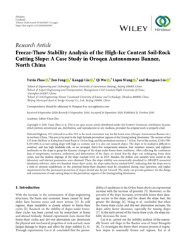 Freeze-Thaw Stability Analysis of the High-Ice Content Soil-Rock Cutting Slope: a Case Study in Oroqen Autonomous Banner, North China