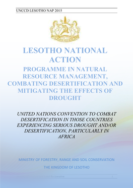 Lesotho National Action Programme in Natural Resource Management, Combating Desertification and Mitigating the Effects of Drought