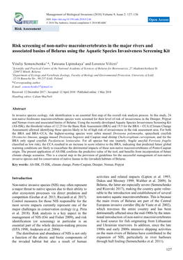 Risk Screening of Non-Native Macroinvertebrates in the Major Rivers and Associated Basins of Belarus Using the Aquatic Species Invasiveness Screening Kit