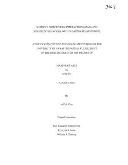 Suspicious Receivers' Interaction Goals and Strategic Behaviors Within Dating Relationships