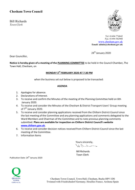 Chesham Town Council Bill Richards