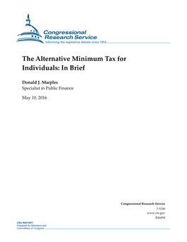 The Alternative Minimum Tax for Individuals: in Brief