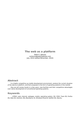 The Web As a Platform Pablo F