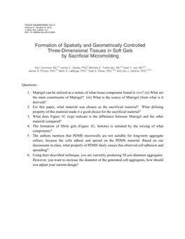 1. Matrigel Can Be Utilized As a Mimic of What Tissue Component Found In