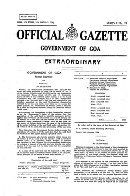 Gazette Government of Goa