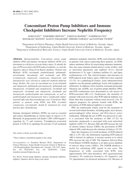 Concomitant Proton Pump Inhibitors and Immune Checkpoint Inhibitors Increase Nephritis Frequency