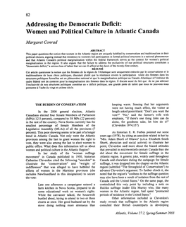 Women and Political Culture in Atlantic Canada