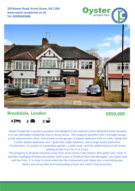 Brookdale, London £850,000 4 2 2