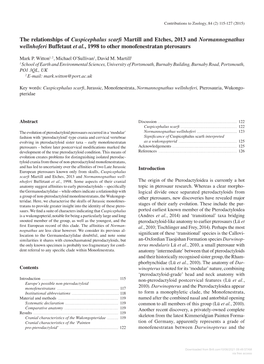 The Relationships of Cuspicephalus Scarfi Martill and Etches, 2013 and Normannognathus Wellnhoferi Buffetaut Et Al., 1998 to Other Monofenestratan Pterosaurs