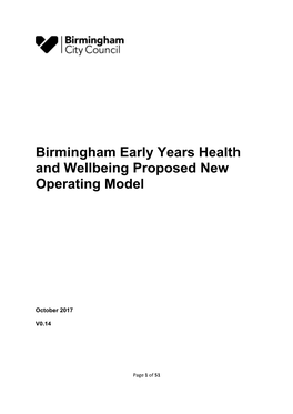 Birmingham Early Years Health and Wellbeing Proposed New Operating Model