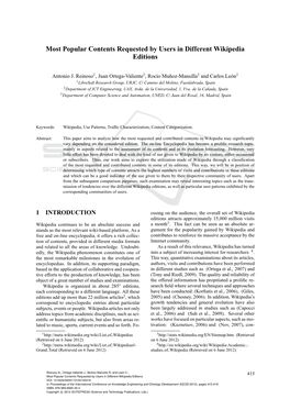 Most Popular Contents Requested by Users in Different Wikipedia Editions