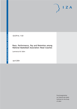 Race, Performance, Pay and Retention Among National Basketball Association Head Coaches