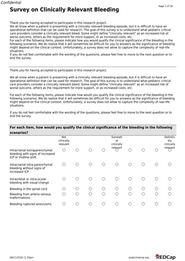 Survey on Clinically Relevant Bleeding