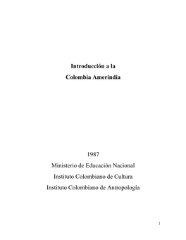Introduccion a La Colombia Amerindia