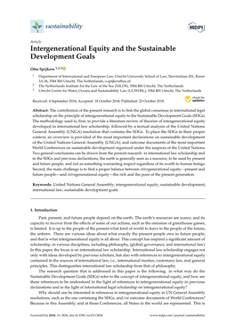 Intergenerational Equity and the Sustainable Development Goals