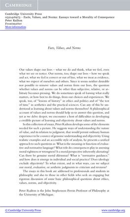 Facts, Values, and Norms: Eassays Toward a Morality of Consequence Peter Railton Frontmatter More Information