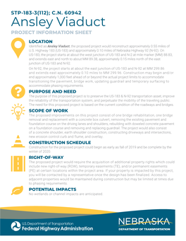 Ansley Viaduct PROJECT INFORMATION SHEET