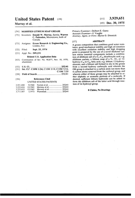 United States Patent (19) 11 3,929,651 Murray Et Al