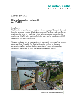 SALTASH, CORNWALL Notes and Observations from Town Visit July