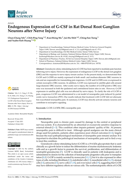 Endogenous Expression of G-CSF in Rat Dorsal Root Ganglion Neurons After Nerve Injury