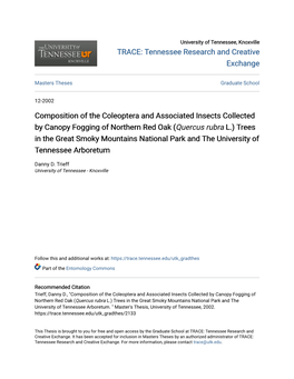 Composition of the Coleoptera and Associated Insects Collected by Canopy Fogging of Northern Red